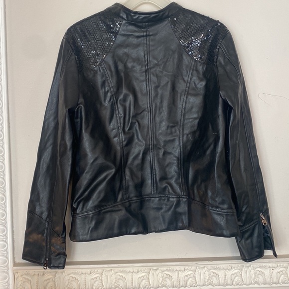 Rampage Faux Leather Sequined Moto Jacket women’s size large - Picture 7 of 11